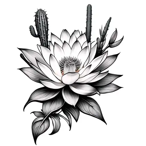 Cactus & Lotus Flower Blooming