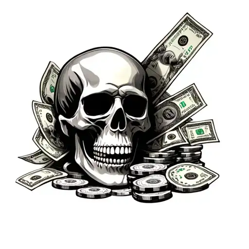 Skull Money Gambling Themed Sleeve