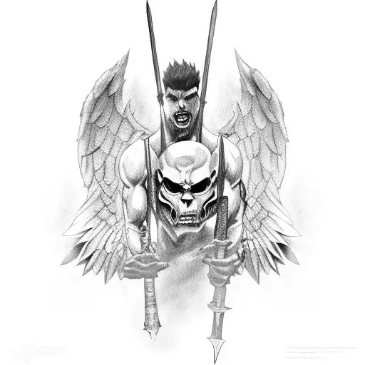 Evil Male Angel With A Lance