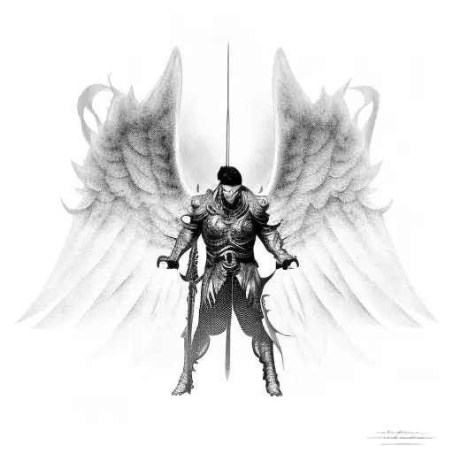 Evil Male Angel With One Lance
