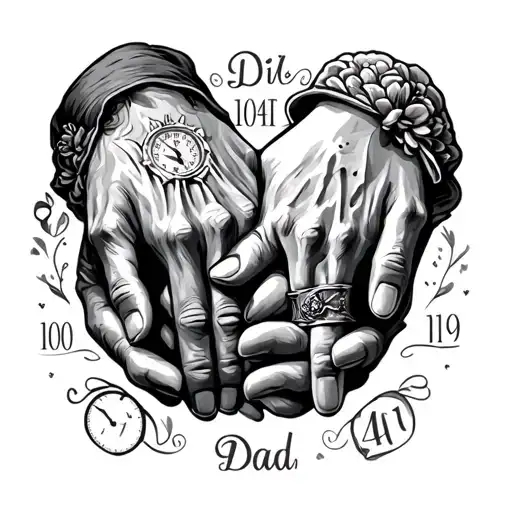 Dad Son Hands Holding Time Date
