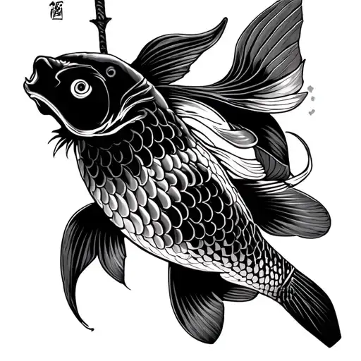 Koi Fish And Samurai Sword