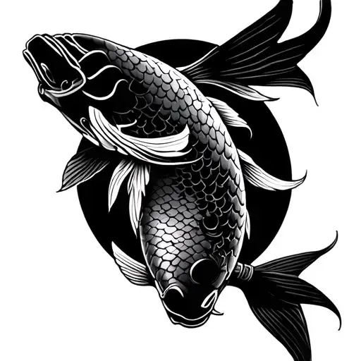 Koi Fish And Samurai Warrior