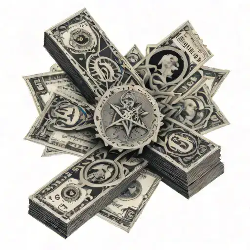 A Stack Of Money With Intricate Military Insignias And Symbols Hidden Within The Design