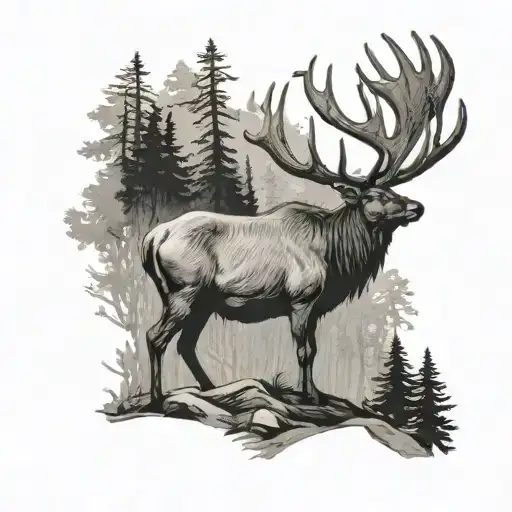 Elk In The Forest Calling Out
