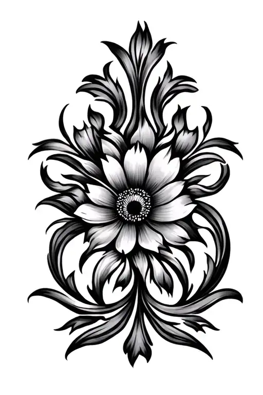 Symmetrical Floral Pattern On The Chest