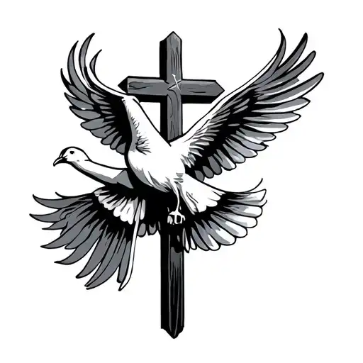 Dove Flying Carrying A Cross