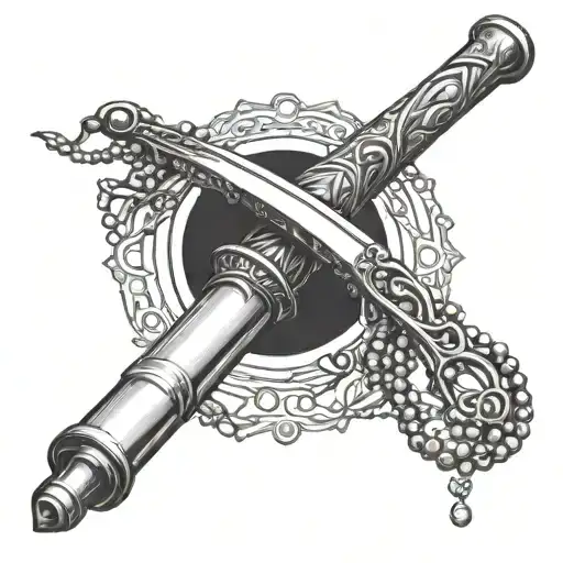 A Baseball Bat Wrapped In A Rosary With A Halo Above It