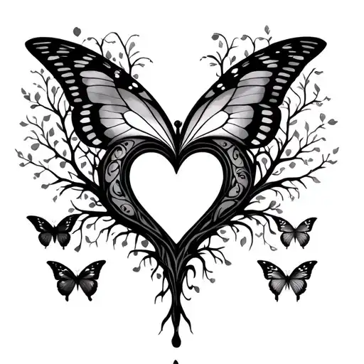 Heart Butterflies Tree Of Life