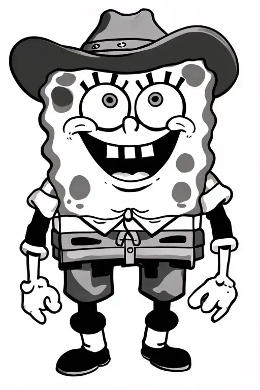 Spongebob Squarepants Wearing A Cowboy