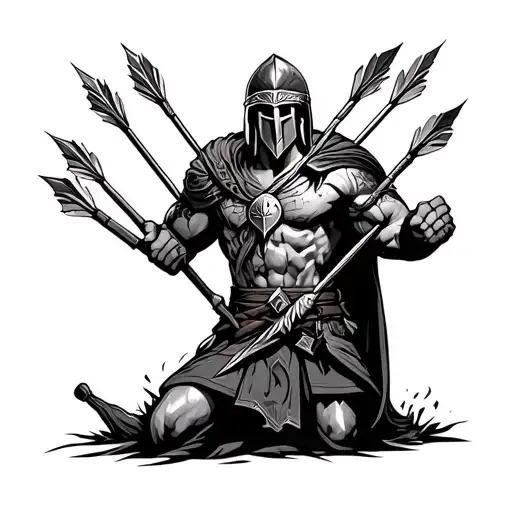 Spartan With Arrows Sticking