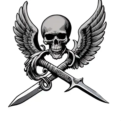 Usmc Skull With Wings And Blade