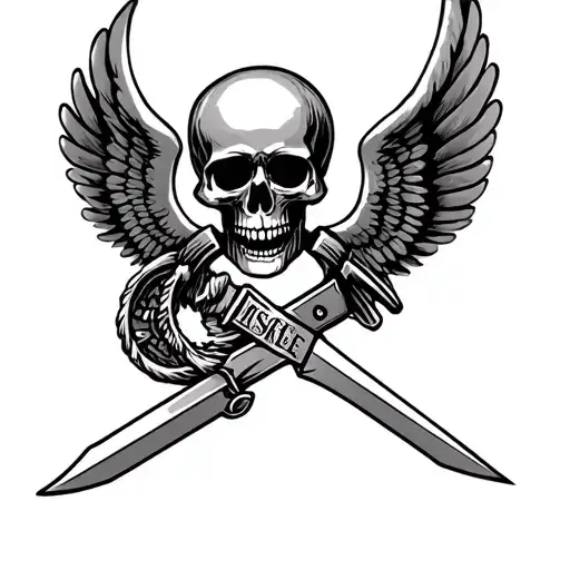 Usmc Skull With Wings And Blade