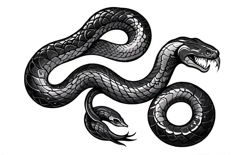 Long Snake Outline Tattoo Design Inspired