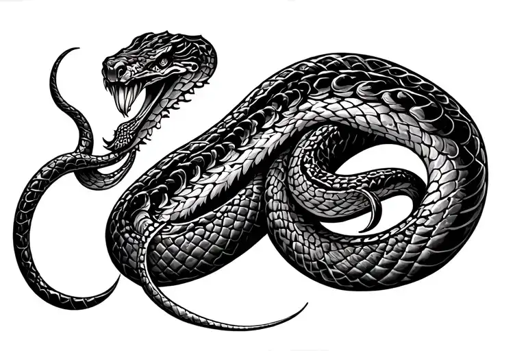 Long Snake Outline Tattoo Design Inspired