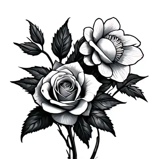 Rose And Daffodil Flowers