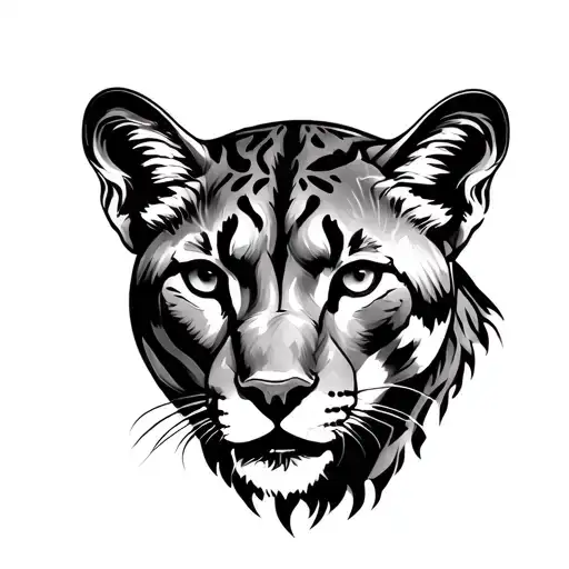 Mountain Lion And Mountains And Redwood Trees Realism