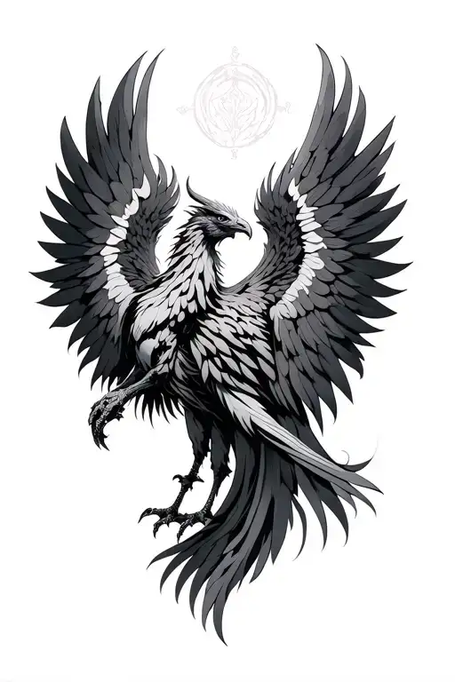 Biomechanical Phoenix With Spread Wings