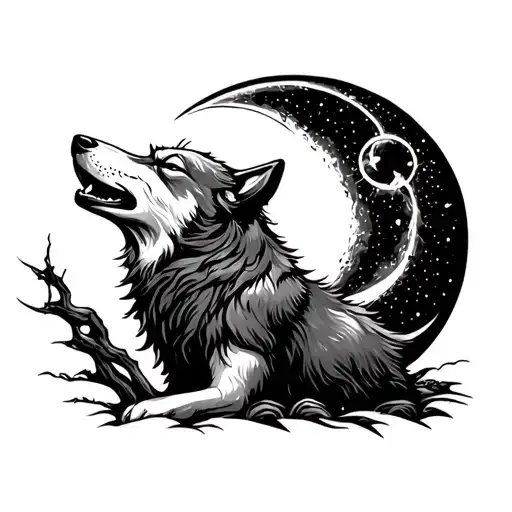Villalobos Shaped Into A Wolf Howling Moon