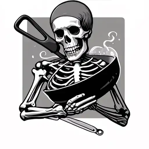 Skeleton With Frying Pan