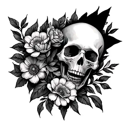 Skeleton With Flowers Behind His Back