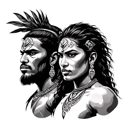 Fijian Puertorican Male And Female Warriors
