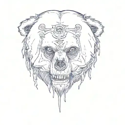 A Bear With A Skull On His Head