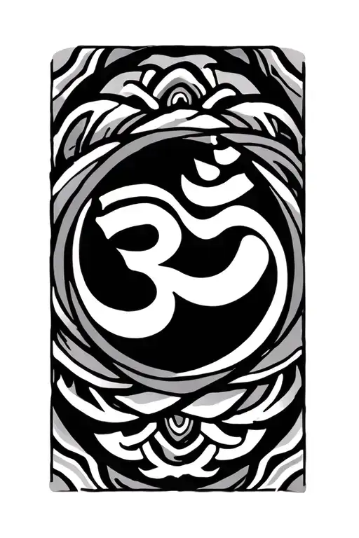 Om Symbol Surrounded By Maori Design Inspired