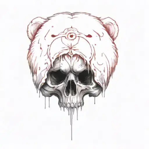 A Bear With A Skull On His Head