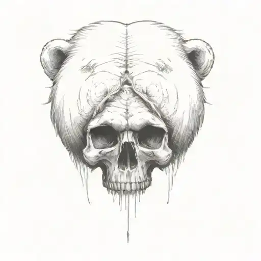 A Bear Head On A Human Skull