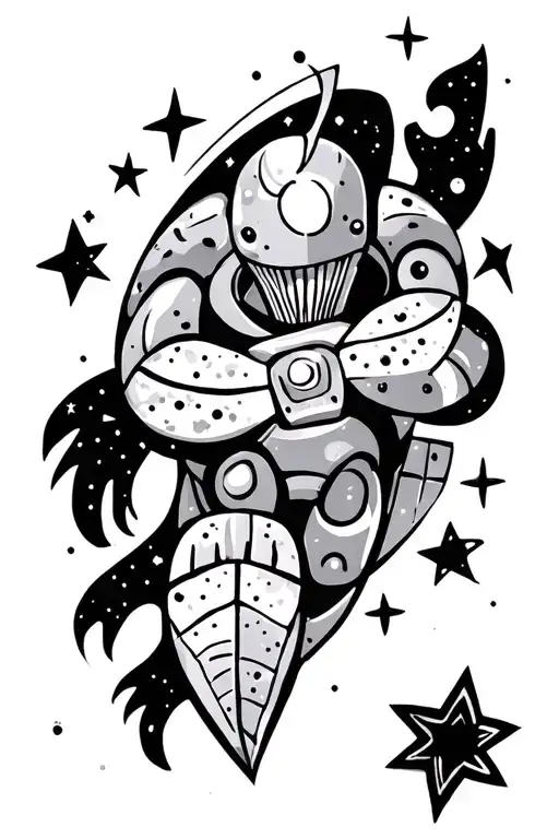 Otomi Pattern Including Space With Stars Scattered Add The Iron Giant