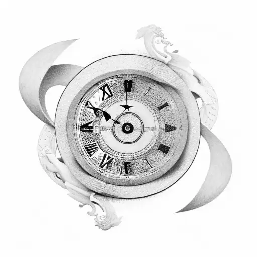 Ying Yang Breaking Into A Clock With Roman Numbers