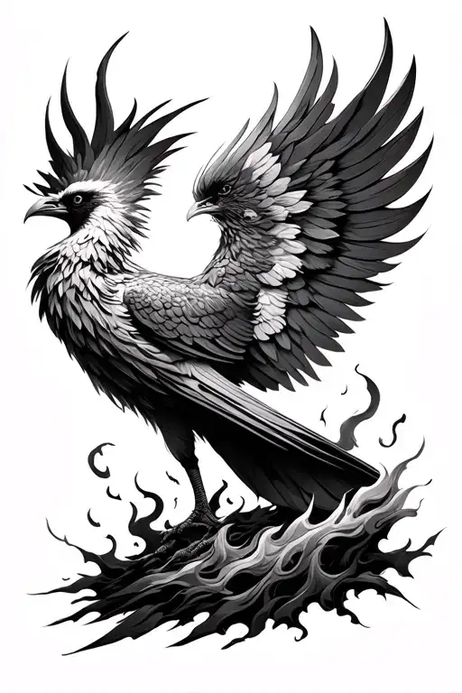 Bird Phoenix Rising From The Ashes