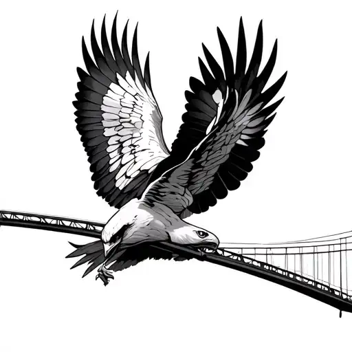 Bridge With Hawk Flying