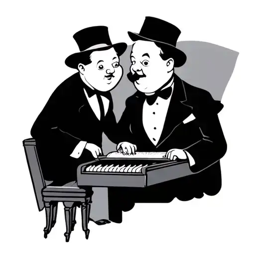 Laurel And Hardy Playing Piano Fine Line