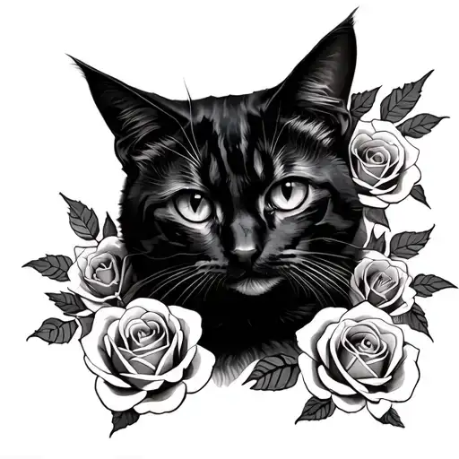 Roses And Cat
