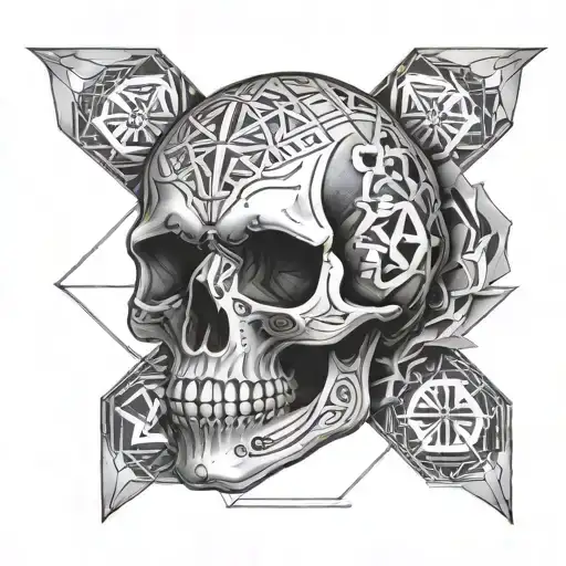 Skull And Geometric Symbols