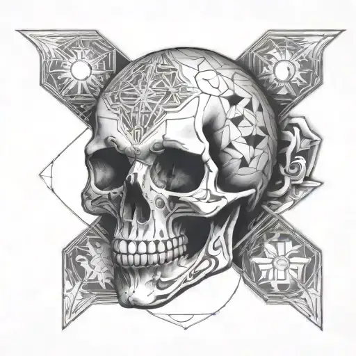 Skull And Geometric Symbols Sleeve