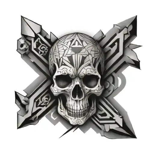 Skull And Geometric Symbols Sleeve