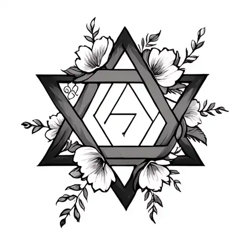 Star Of David With Flowers Intertwined