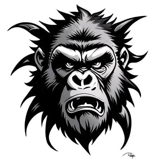 Tribal Angry Gorilla Face