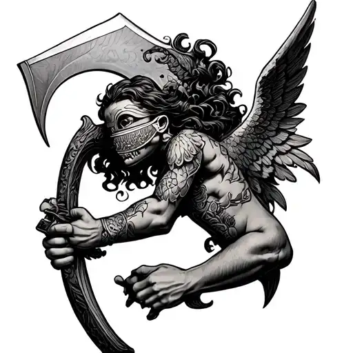Cherub Blindfold Holding Scythe
