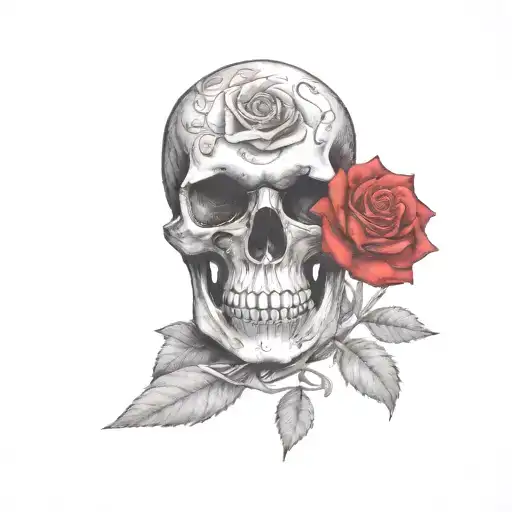 A Skull Holding A Rose