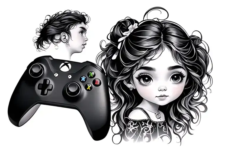 Xbox Gaming Controller Father And Daughter
