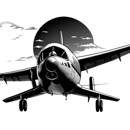 Minimaml Sun And Front View Airplane