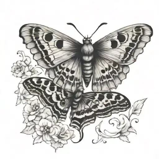 Moth Chasing Butterfly Flying