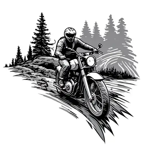Motorcycle Riding And Hiking Trail And Pisces Sign