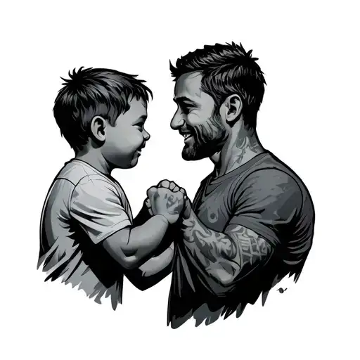 Dad And Son Fist Bumping