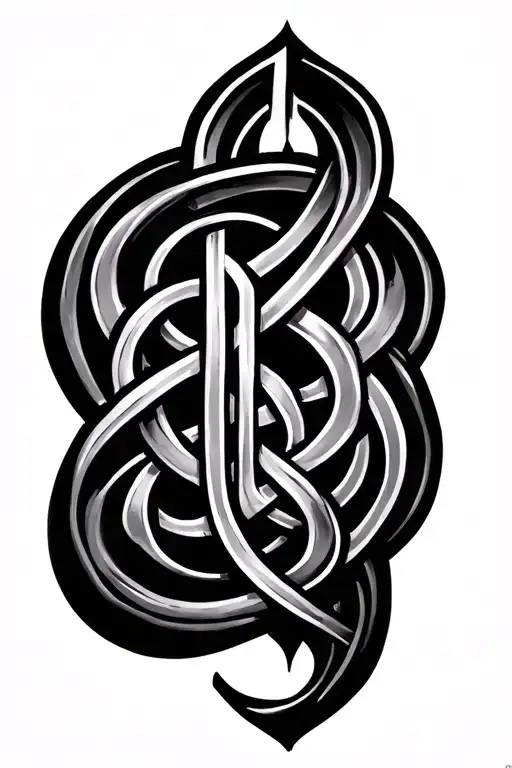Detailed Symetric Norse Knotwork Shin Tattoo Design