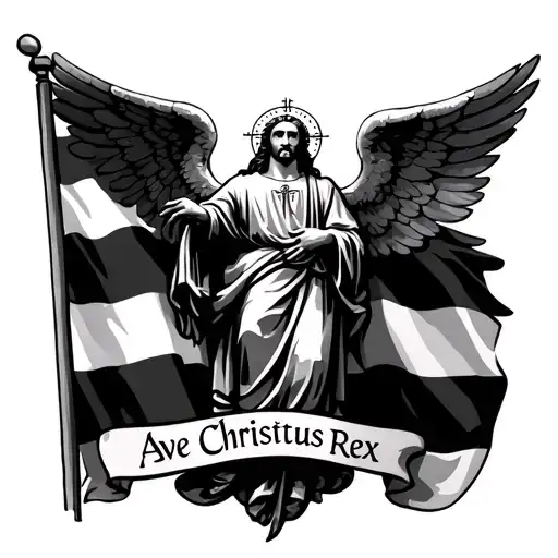 Ave Christus Rex Croatian Flag And Angel